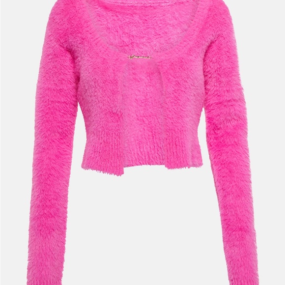 JACQUEMUS La Maille Neve cropped cardigan Pink size 36 NWOT - Picture 3 of 5